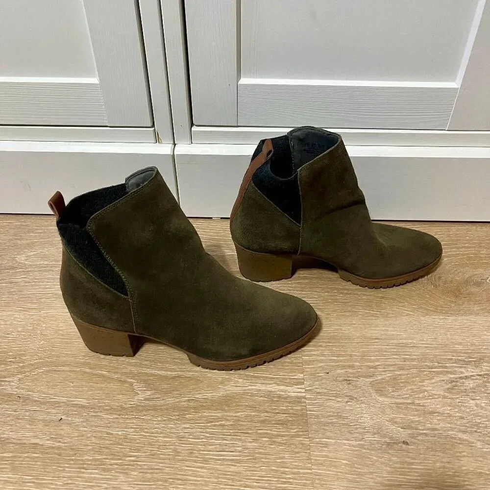 Dr. Scholls Women's Lively Olive Green Suede Boots‎ 8.5M